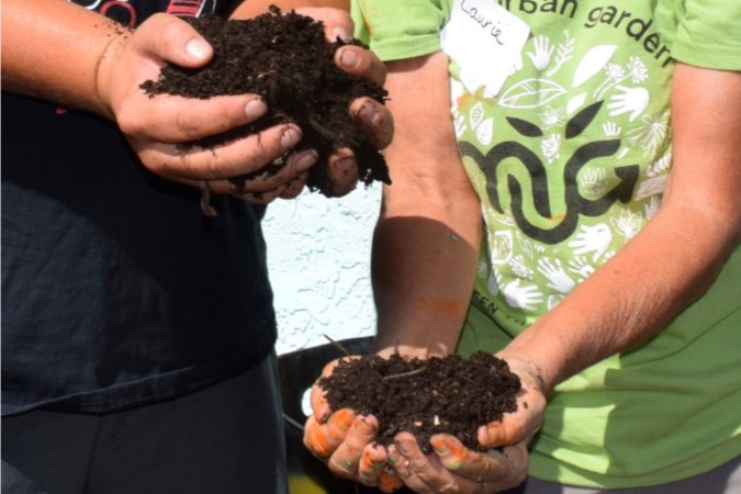 Handfuls of compost